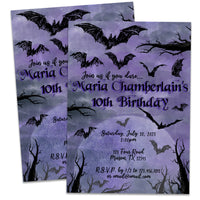 Goth Bat Girl Nevermore Birthday Invitations