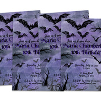 Goth Bat Girl Nevermore Birthday Invitations