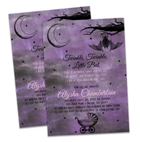 Alice in Wonderland Twinkle Little Bat Goth Baby Shower Invitations