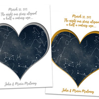 Constellation Heart Star Map Anniversary Print