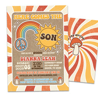 Here Comes The Son Baby Shower Invitations Retro Groovy