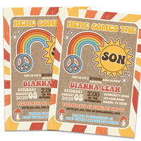 Here Comes The Son Baby Shower Invitations Retro Groovy