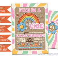 Five is a Vibe Groovy Birthday Invitations (ANY AGE)