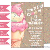 Ice Cream Birthday Invitations Kraft