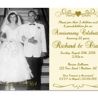 Ivory 50th Anniversary Party Invitations Wedding Golden