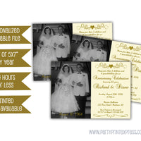 Ivory 50th Anniversary Party Invitations Wedding Golden