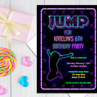 Girls Jump Trampoline Birthday Invitations