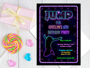 Girls Jump Trampoline Birthday Invitations