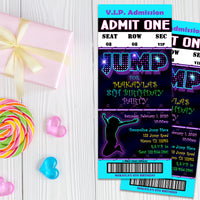 Girls Jump Birthday Party Ticket Invitations