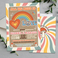 Groovy Retro Wedding Bridal Shower Invitations