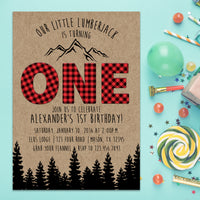 Lumberjack 1st Birthday Invitation ONE