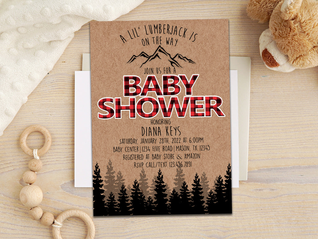 Lumberjack Baby Shower Invitation Party Print Express