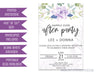 Purple Magnolia After Party Wedding Reception Invitations