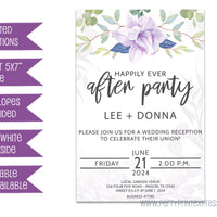 Purple Magnolia After Party Wedding Reception Invitations
