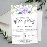 Purple Magnolia After Party Wedding Reception Invitations