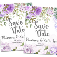 Purple Magnolia Save The Date Wedding Stationary