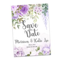 Purple Magnolia Save The Date Wedding Stationary