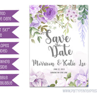 Purple Magnolia Save The Date Wedding Stationary