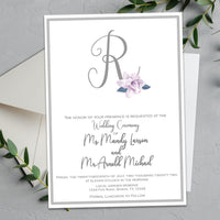 Purple Magnolia Wedding Invitations