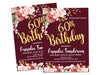 Floral Maroon and Gold Womans Birthday Invitations