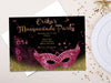 Pink and Gold Peacock Masquerade Sweet 16 Invitations