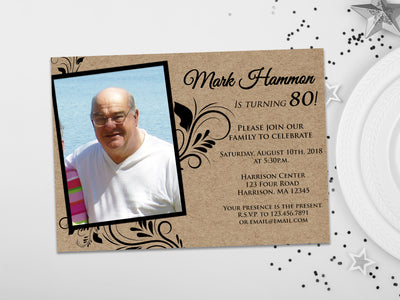 Kraft Adult Birthday Invitation Then and Now