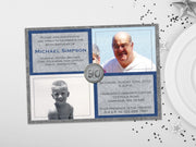 Navy and Silver Milestone Birthday Invitation - Then & Now