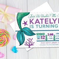 Mermaid Tail Birthday Invitations