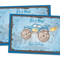 Monster Truck Baby Shower Invitations Boys