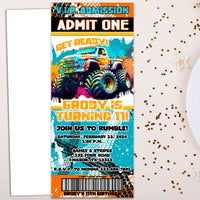 Monster Truck Birthday Ticket Invitations