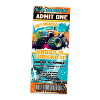 Monster Truck Birthday Ticket Invitations