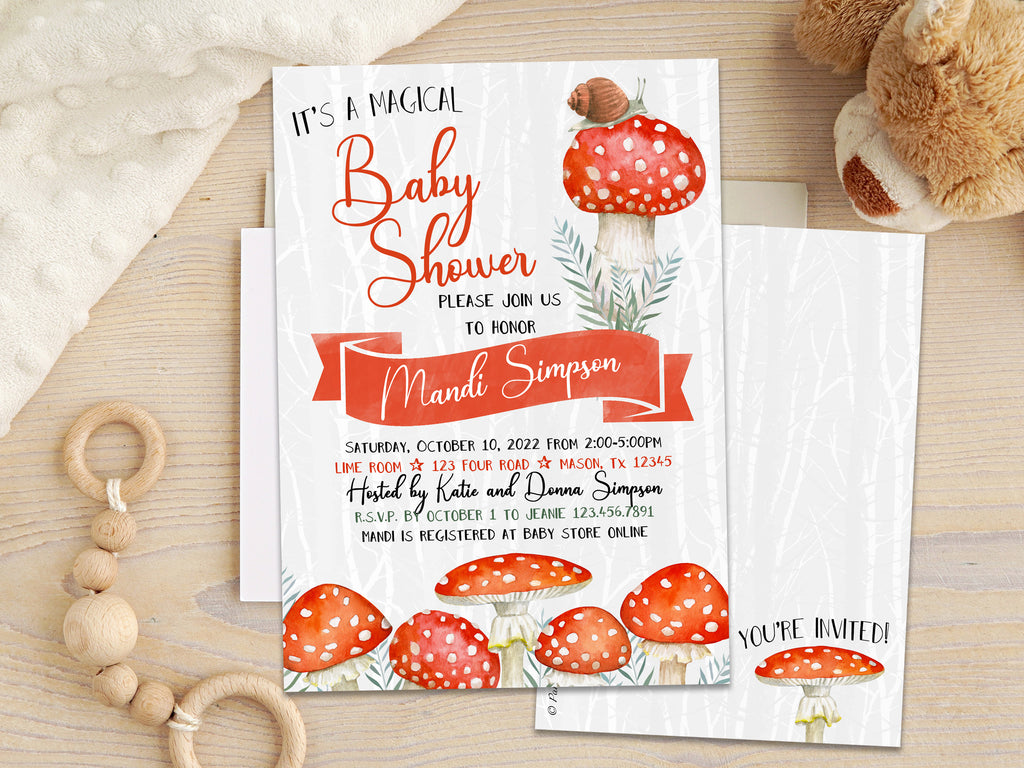 Magical Mushroom Baby Shower Invitations