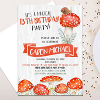 Red Mushrooms Birthday Invitations