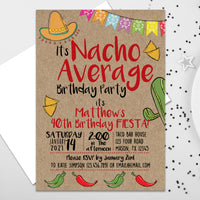 Nacho Average Birthday Party Invitations Photo Option