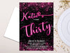 Neon Sign Glow Womans Birthday Invitations