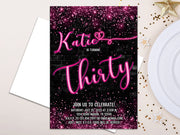 Neon Sign Glow Womans Birthday Invitations