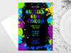 Glow Neon Paint Splatter Birthday Invitations
