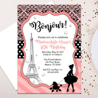 Paris Birthday Invitation Girl Party Bonjour