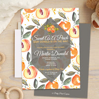 Sweet as A Peach Baby Shower Invitations