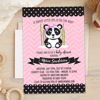 Pink Panda Baby Shower Invitations