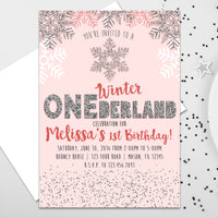 Pink Winter ONEderland Invitation