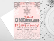 Pink Winter ONEderland Invitation