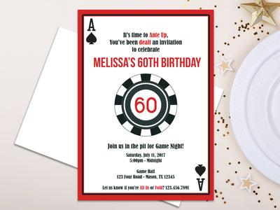 Casino Invitations Playing Cards Adult