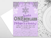 Purple Winter ONEderland Invitation
