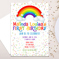 Confetti Sprinkle Rainbow Birthday Invitations
