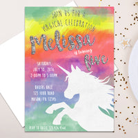 Rainbow Unicorn Birthday Invitations