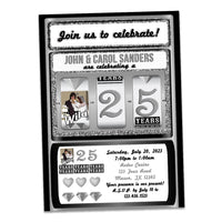 Silver Slot 25th Wedding Anniversary Party Invitations with Photo Option