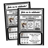 Silver Slot 25th Wedding Anniversary Party Invitations with Photo Option