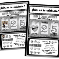 Silver Slot 25th Wedding Anniversary Party Invitations with Photo Option