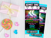 Neon Blue Roller Skating Party Ticket Invitations